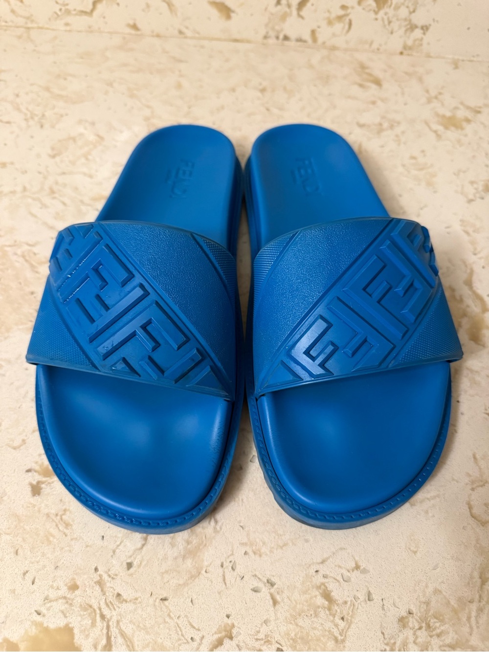 Men's blue slide sandals